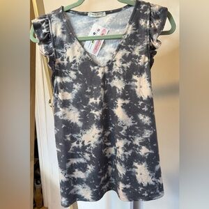 Twenty Second Black and Creamy/Pink Tie-Dye Tank Boutique New Medium